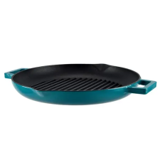  Zománcozott öntöttvas grill szeletsütő 31 cm, csőrös, türkizkék edény