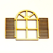  Zsalugáteres ablak. Mérete: 8x6 cm dekorációs kellék