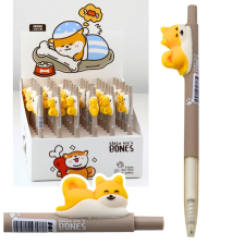  Zselés toll Shiba kutya figurával, kék tinta, 0,5 mm toll