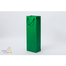 Zsinórfüles italtasak, italtartó papírtáska 13x8x37 cm zöld ajándéktasak