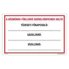 ZSONA DEKOR A Közművek főelzáró szerelvényeinek helye Műanyag tábla 320x500 mm információs címke