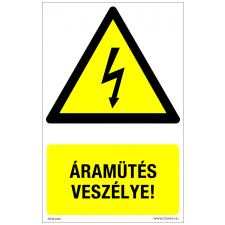 ZSONA DEKOR Áramütés veszélye! Műanyag tábla 160x250 mm információs címke