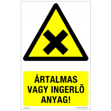ZSONA DEKOR Ártalmas vagy ingerlő anyag! Alumínium tábla 100x160 mm információs címke