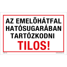 ZSONA DEKOR Az emelőhátfal hatósugarában tartózkodni tilos! Alumínium tábla 100x160 mm információs címke
