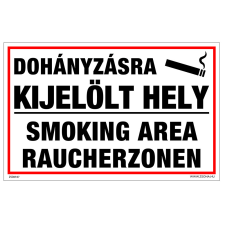 ZSONA DEKOR Dohányzásra kijelölt hely Alumínium tábla 160x250 mm információs címke