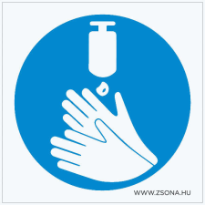 ZSONA DEKOR Fertőtlenítő kézmosás kötelező! Öntapadós matrica 100x100 mm információs címke