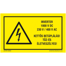 ZSONA DEKOR Inverter 1000 V DC Öntapadós matrica 320x500 mm információs címke