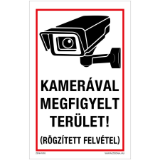 ZSONA DEKOR Kamerával megfigyelt terület! Műanyag tábla 160x250 mm információs címke
