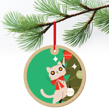 ZSONA DEKOR Karácsonyfa dísz fából nyomtatva Cica a fán ajándéktárgy