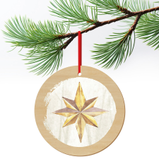 ZSONA DEKOR Karácsonyfa dísz fából nyomtatva Csillag ajándéktárgy