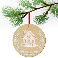 ZSONA DEKOR Karácsonyfa dísz fából nyomtatva Mézeskalács házikó ajándéktárgy