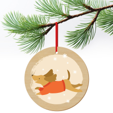 ZSONA DEKOR Karácsonyfa dísz fából nyomtatva Tacskó ajándéktárgy