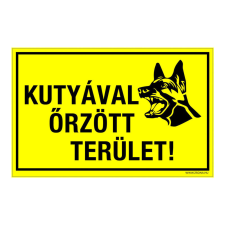 ZSONA DEKOR Kutyával őrzött terület! Öntapadós matrica 160x100 mm információs címke