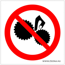 ZSONA DEKOR Mozgó gépbe nyúlni tilos! Öntapadós matrica 200x200 mm információs címke