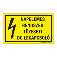 ZSONA DEKOR Napelemes rendszer tűzeseti dc lekapcsoló Műanyag tábla 160x250 mm információs címke