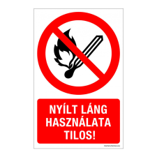 ZSONA DEKOR Nyílt láng használata tilos! Öntapadós matrica 160x100 mm információs címke