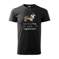 ZSONA DEKOR Póló Corgi mintával - Fekete S méretben egyedi ajándék