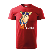 ZSONA DEKOR Póló Corgi mintával - Piros XXXL méretben v2 egyedi ajándék