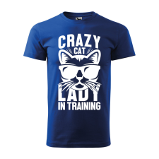 ZSONA DEKOR Póló Crazy cat mintával - Kék XXL méretben egyedi ajándék