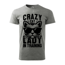 ZSONA DEKOR Póló Crazy cat mintával - Szürke S méretben egyedi ajándék