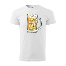ZSONA DEKOR Póló Dont worry, beer happy mintával - Fehér L méretben egyedi ajándék
