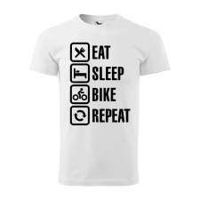 ZSONA DEKOR Póló Eat sleep bike repeat mintával - Fehér XXL méretben egyedi ajándék