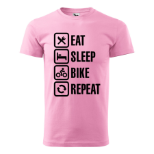 ZSONA DEKOR Póló Eat sleep bike repeat mintával - Rózsaszín XXXL méretben egyedi ajándék