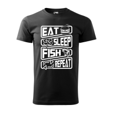 ZSONA DEKOR Póló Eat sleep fish repeat mintával - Fekete XXL méretben egyedi ajándék