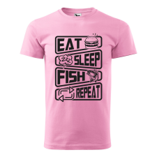 ZSONA DEKOR Póló Eat sleep fish repeat mintával - Rózsaszín L méretben egyedi ajándék