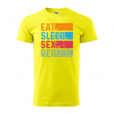 ZSONA DEKOR Póló Eat sleep sex repeat mintával - Sárga M méretben egyedi ajándék