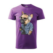 ZSONA DEKOR Póló Francia bulldog zenét hallgat mintával - Lila S méretben egyedi ajándék