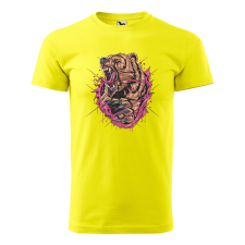 ZSONA DEKOR Póló Grizzly medve mintával - Sárga S méretben egyedi ajándék