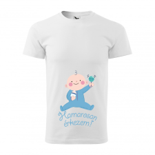 ZSONA DEKOR Póló Hamarosan érkezem fiú mintával - Fehér S méretben egyedi ajándék