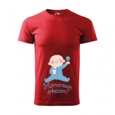 ZSONA DEKOR Póló Hamarosan érkezem fiú mintával - Piros M méretben egyedi ajándék