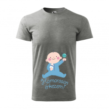 ZSONA DEKOR Póló Hamarosan érkezem fiú mintával - Szürke L méretben egyedi ajándék