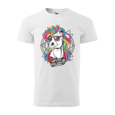 ZSONA DEKOR Póló Hipster unicorn mintával - Fehér XL méretben egyedi ajándék