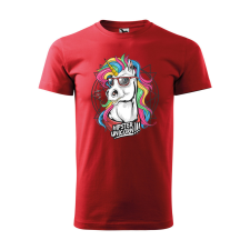 ZSONA DEKOR Póló Hipster unicorn mintával - Piros S méretben egyedi ajándék