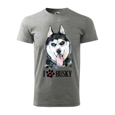 ZSONA DEKOR Póló Husky mintával - Szürke XL méretben egyedi ajándék