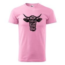 ZSONA DEKOR Póló Keep calm and love cows mintával - Rózsaszín M méretben egyedi ajándék