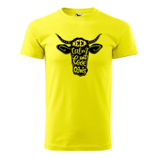 ZSONA DEKOR Póló Keep calm and love cows mintával - Sárga S méretben egyedi ajándék