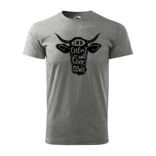 ZSONA DEKOR Póló Keep calm and love cows mintával - Szürke XXXL méretben egyedi ajándék