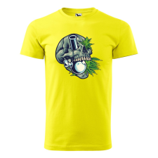 ZSONA DEKOR Póló Koponya és canabis mintával - Sárga S méretben egyedi ajándék