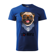 ZSONA DEKOR Póló Mopsz mintával - Kék XXL méretben v2 egyedi ajándék
