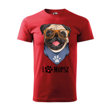 ZSONA DEKOR Póló Mopsz mintával - Piros S méretben v2 egyedi ajándék