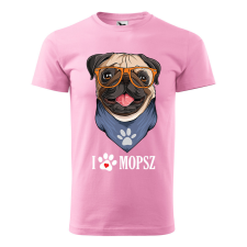 ZSONA DEKOR Póló Mopsz mintával - Rózsaszín S méretben v2 egyedi ajándék