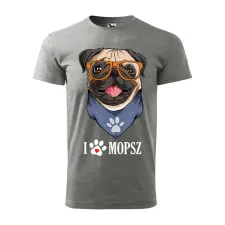 ZSONA DEKOR Póló Mopsz mintával - Szürke S méretben v2 egyedi ajándék