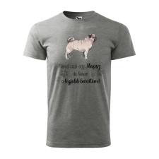 ZSONA DEKOR Póló Mopsz mintával - Szürke XL méretben v1 egyedi ajándék
