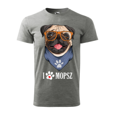 ZSONA DEKOR Póló Mopsz mintával - Szürke XXXL méretben v2 egyedi ajándék