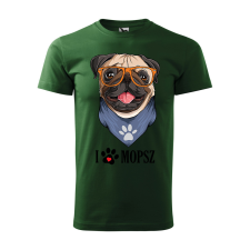 ZSONA DEKOR Póló Mopsz mintával - Zöld XXL méretben v2 egyedi ajándék