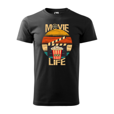 ZSONA DEKOR Póló Movie is my life mintával - Fekete L méretben egyedi ajándék